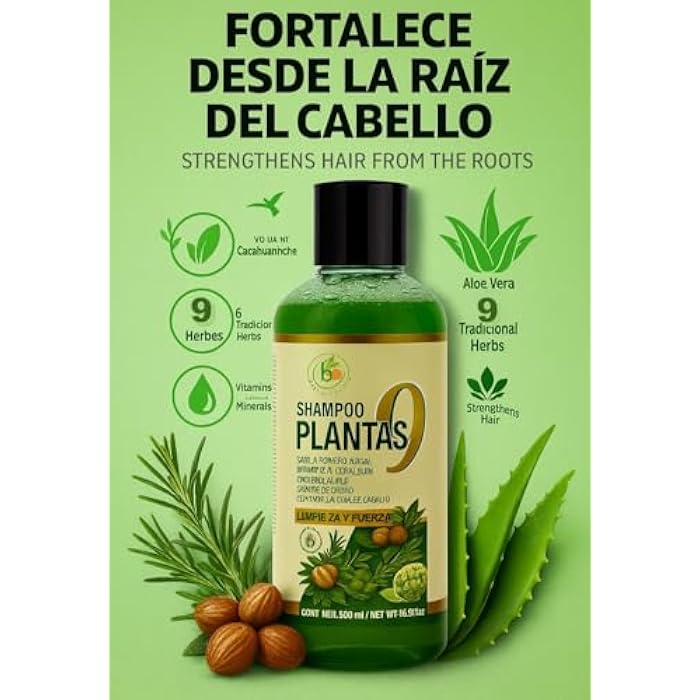 B-Experts 9-Plant Herbal Shampoo 16.9 fl oz–W/Cacahuananche, Sangre de Grado,Bergamota,Aloe(Sabila),Rosemary & More-Natural Botanical Formula– Paraben & Sodium-Free–Supports Strong, Clean & Healthy-Looking Hair - Image 5