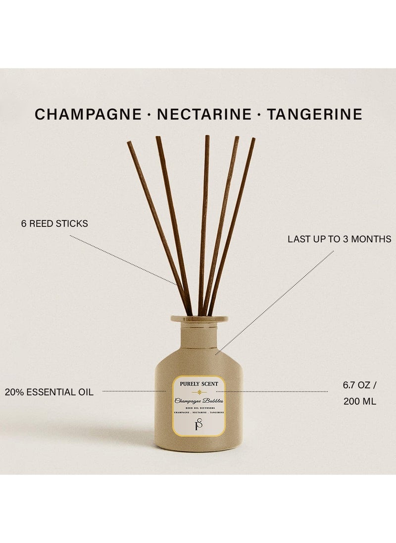 PURELY SCENT Champagne Bubbles Reed Oil Diffuser, 6 Reed Sticks, Aromatherapy, Fragrant Diffuser, Lasts Upto 3 Months, 6.7 Fl Oz/200 ML  - Image 3