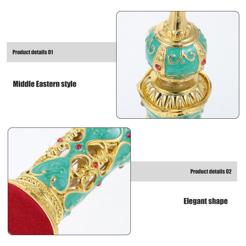 12ML Women Perfume Bottle Middle Eastern Style Retro Antique Glass Flower Vine Empty Bottle Wedding Decoration (Green and Golden) - Image 3