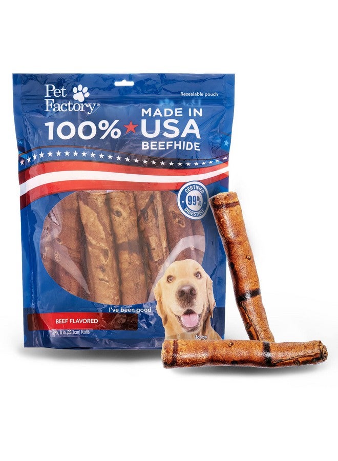 Pet Factory 100% Made in USA Beefhide 8" Rolls Dog Chew Treats - Beef Flavor, 15 Count/1 Pack - Image 1
