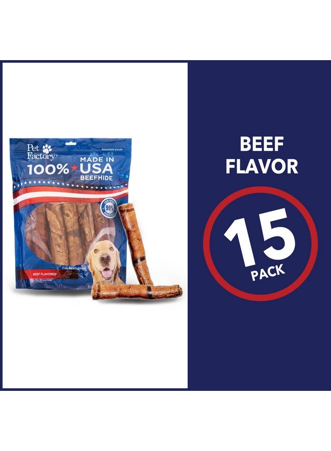 Pet Factory 100% Made in USA Beefhide 8" Rolls Dog Chew Treats - Beef Flavor, 15 Count/1 Pack - Image 4
