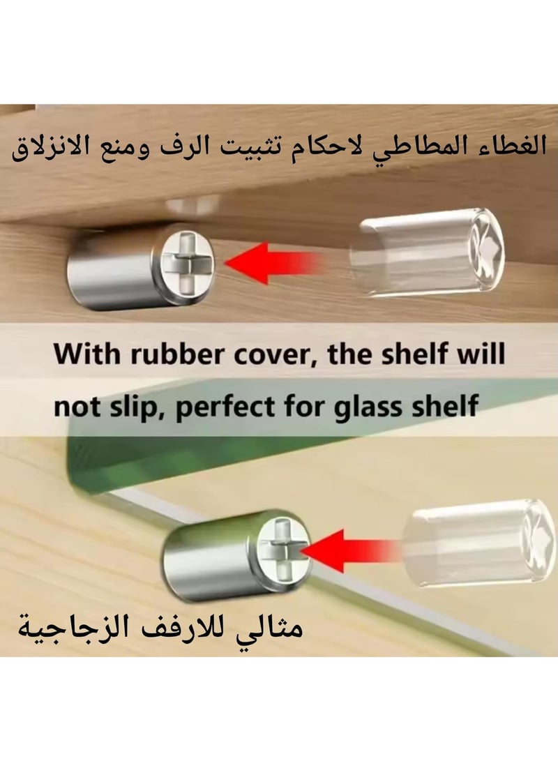 48 Metal Shelf Support Pins with Clear Rubber Caps, Shelf Pegs for Wooden & Glass Shelves, Cabinet Shelf Support Clips, Transparent, Pack of 48. - Image 5