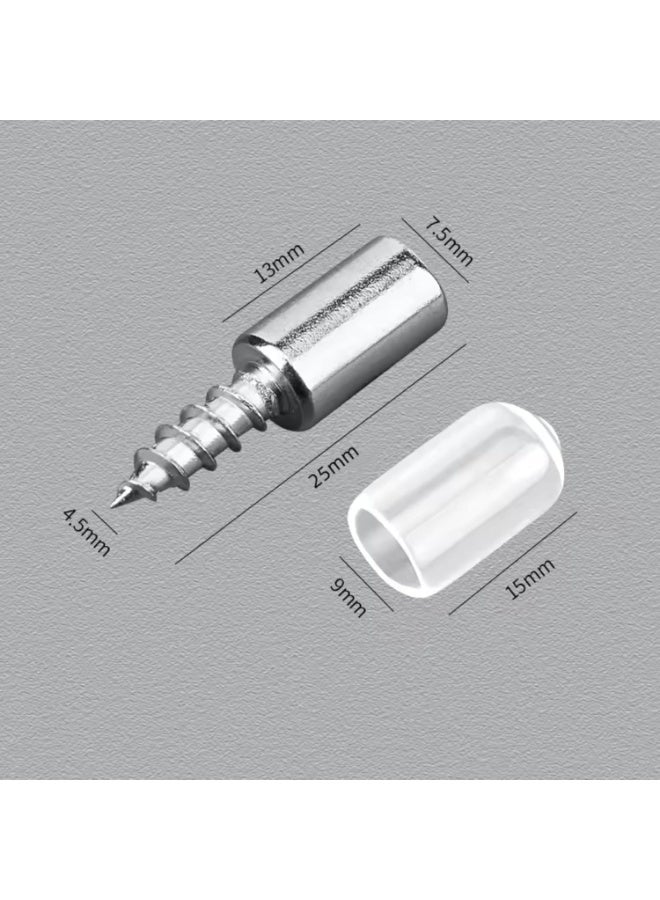 48 Metal Shelf Support Pins with Clear Rubber Caps, Shelf Pegs for Wooden & Glass Shelves, Cabinet Shelf Support Clips, Transparent, Pack of 48. - Image 2