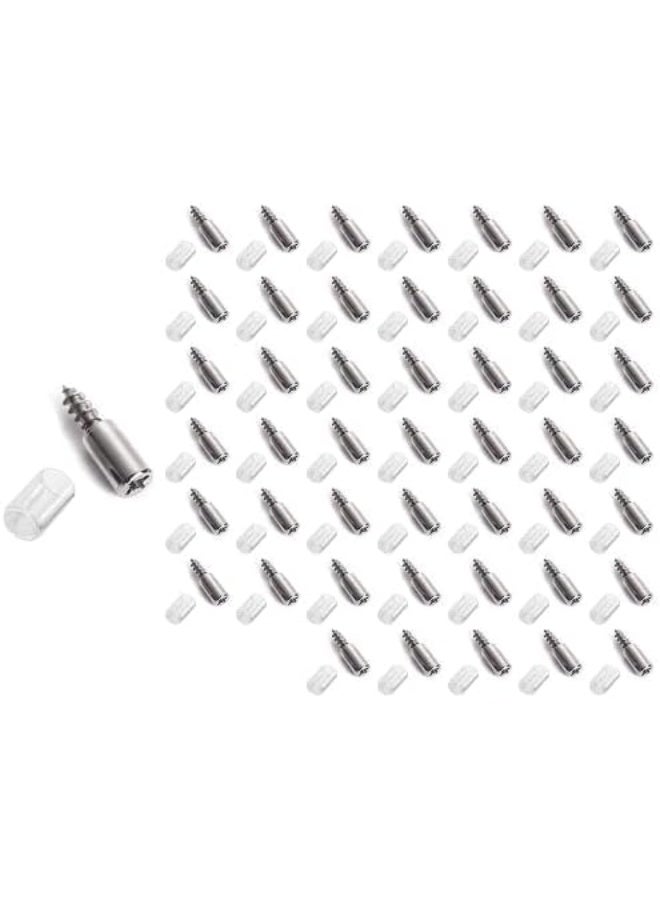 48 Metal Shelf Support Pins with Clear Rubber Caps, Shelf Pegs for Wooden & Glass Shelves, Cabinet Shelf Support Clips, Transparent, Pack of 48. - Image 1