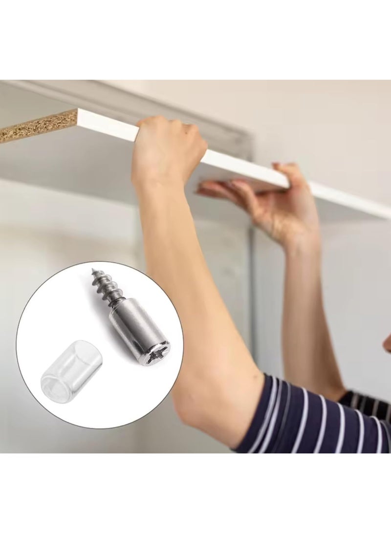 48 Metal Shelf Support Pins with Clear Rubber Caps, Shelf Pegs for Wooden & Glass Shelves, Cabinet Shelf Support Clips, Transparent, Pack of 48. - Image 4