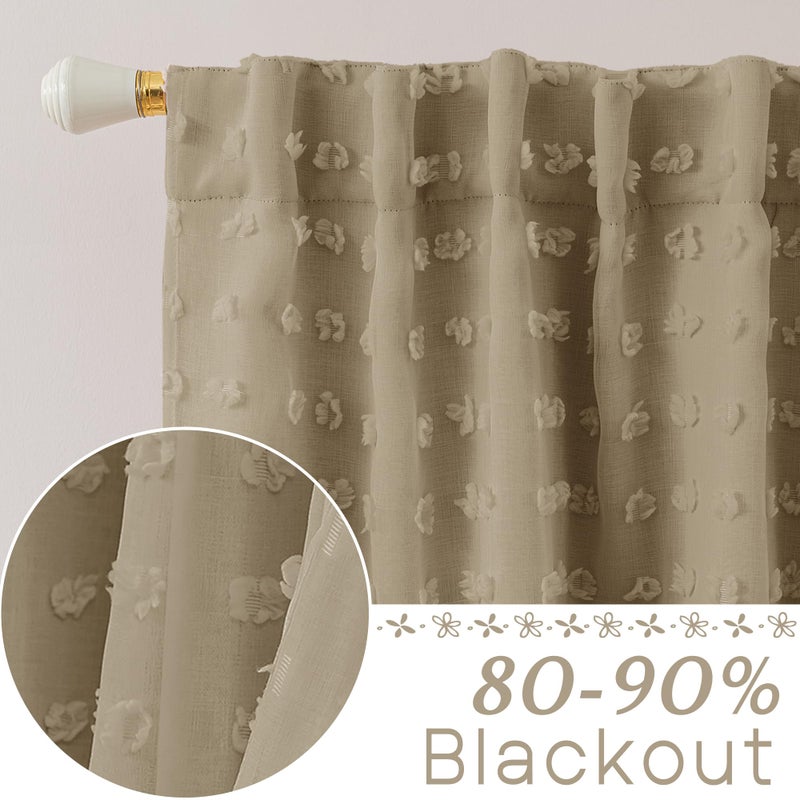 Lino Rosa Taupe Blackout Curtains Drapes 84 Inch Length 2 Panels Set for Living Room,Neutral Khaki Light Brown Boho Pattern Farmhouse Lightweight Curtains for Bedroom Nursery Boy 84 Inches Long - Image 2