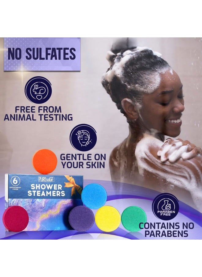 Pure Nature Lux Spa - Aromatherapy Shower Steamers Set - Six Uplifting Relaxing Scents for Stress Relief - Perfect Self Care, Spa Experience for Women and Men - Ideal for Christmas Stocking Stuffers and Relaxation Gifts - Image 1