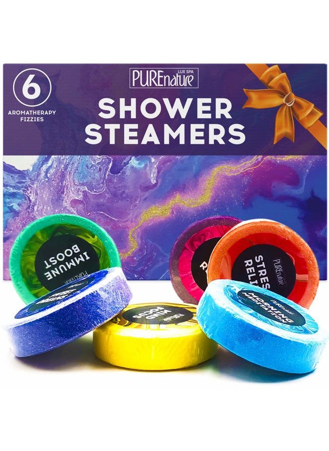 Pure Nature Lux Spa - Aromatherapy Shower Steamers Set - Six Uplifting Relaxing Scents for Stress Relief - Perfect Self Care, Spa Experience for Women and Men - Ideal for Christmas Stocking Stuffers and Relaxation Gifts - Image 1