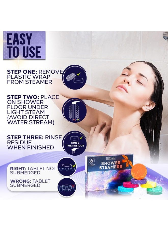Pure Nature Lux Spa - Aromatherapy Shower Steamers Set - Six Uplifting Relaxing Scents for Stress Relief - Perfect Self Care, Spa Experience for Women and Men - Ideal for Christmas Stocking Stuffers and Relaxation Gifts - Image 1
