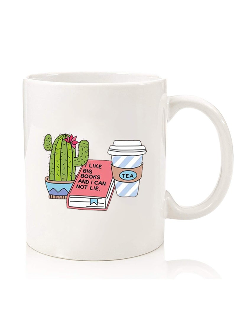 Theodor Premium Quality Two Sided Printed Coffee Mug Tea Cup For Home Office, Kids Men Women cactus coffee books - Image 1