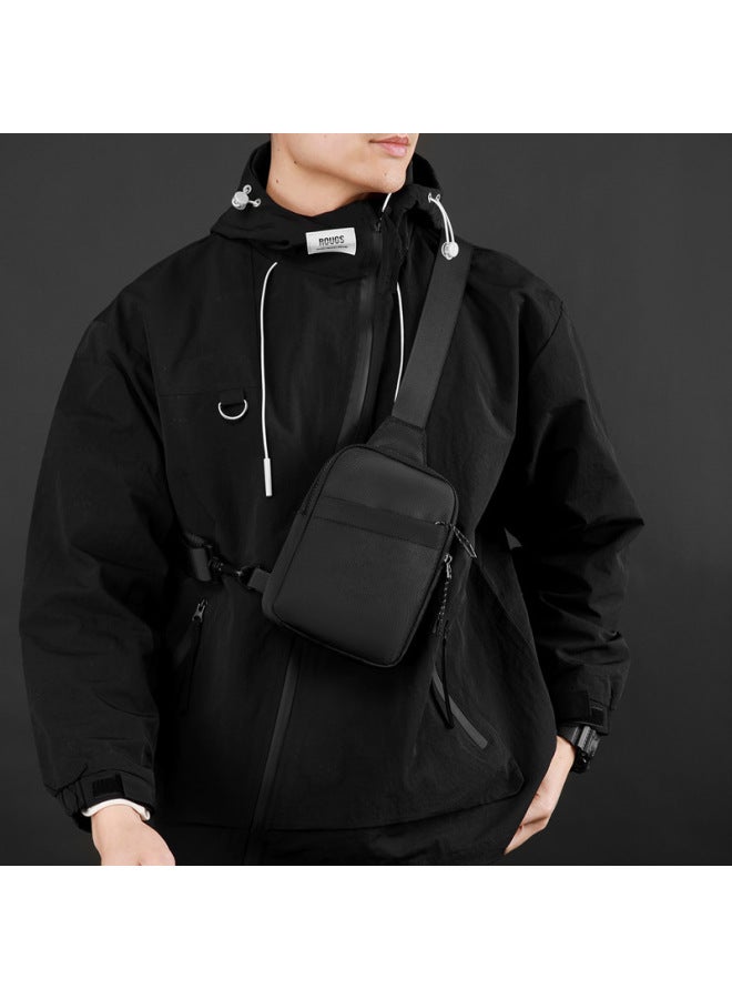 Generic Men's Mini Crossbody Bag High Sense Fashion Chest Bag Trendy Outdoor Sports Shoulder Mobile Phone Bag Casual Men's Bag-Colour:Black  - Image 3