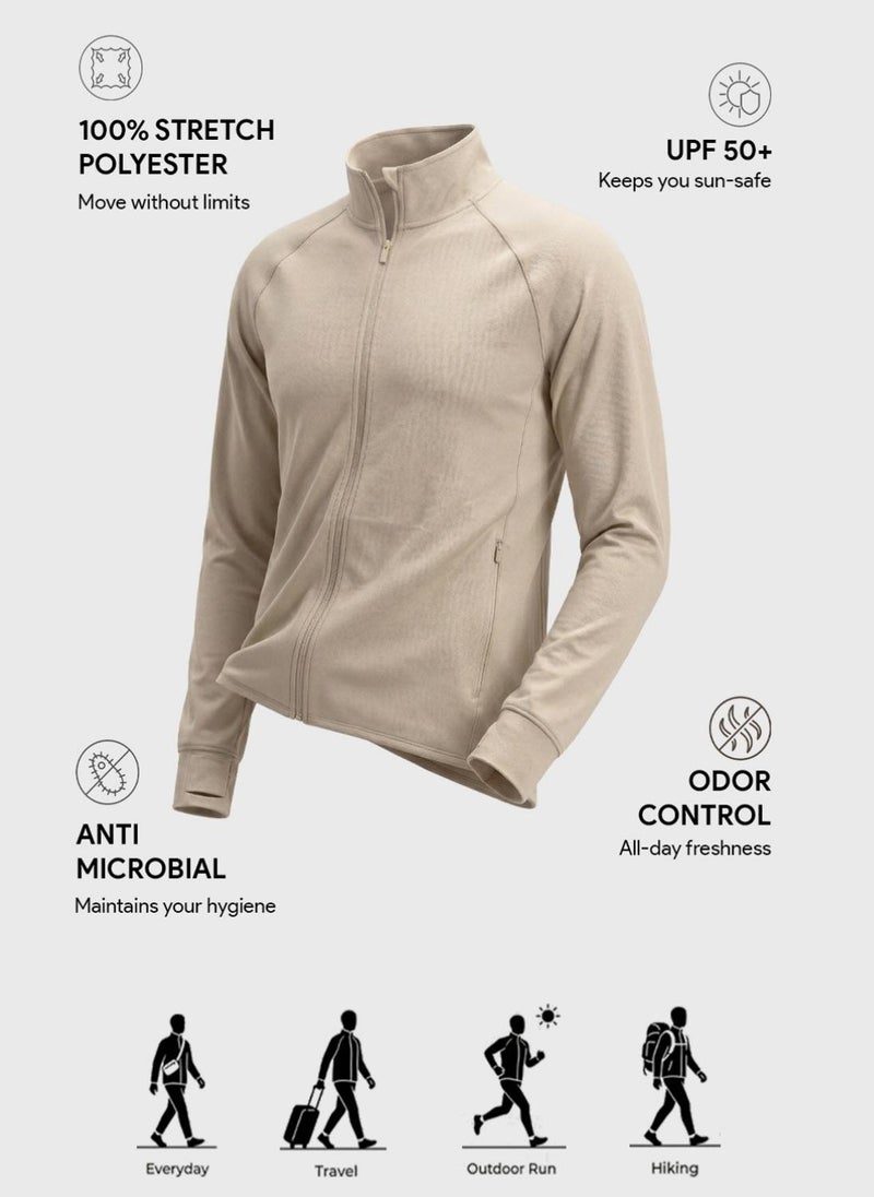 Nobero UPF 50 Jacket | Men Zip Jacket | Regular Fit | Elastomultiester-Polyester Blend | UPF 50 Sun Protection | Anti-Odor & Anti-Microbial Finish - Image 2