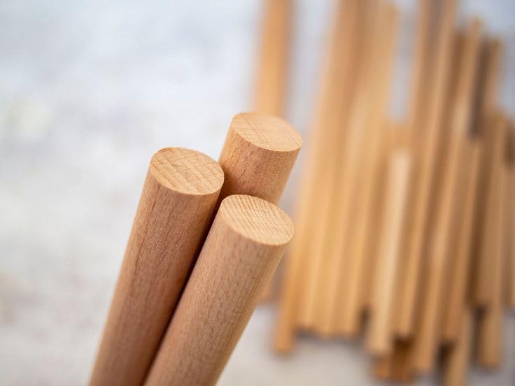 bloomax ® 20-Pcs Dowel Rods Wood Sticks Wooden Dowel Rods 14mm/15 inch Wood Dowels for Crafting, Hardwood Dowel Rod Assortment, Wooden Rod Sticks Doweling Rods, (15 inch (Polished), 20 Pcs) - Image 1
