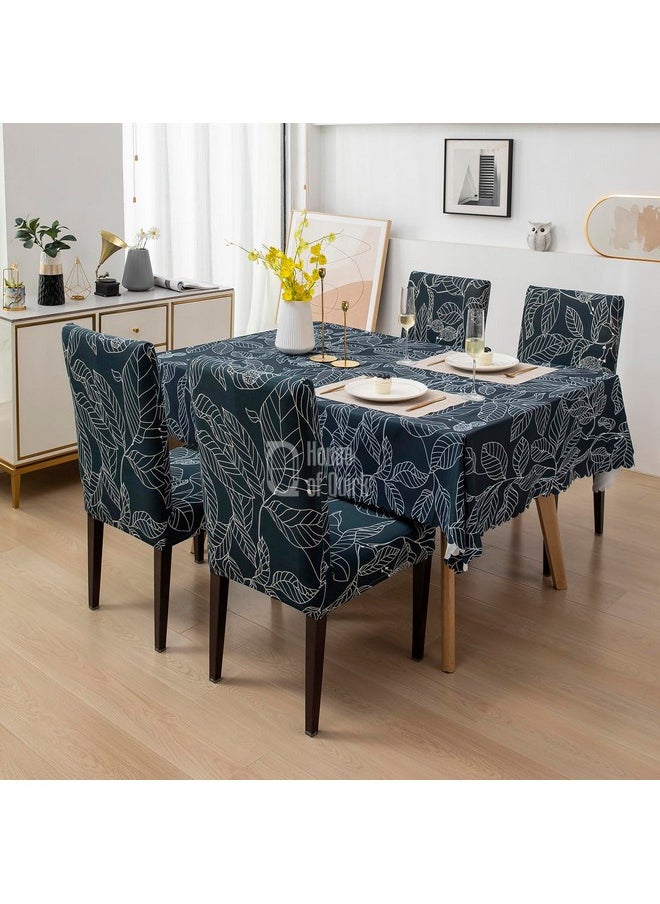HOUSE OF QUIRK House of Quirk Dining Chair Cover with Table Covers for Kitchen Waterproof Dining Table Cloth (Blue Ash, 1 Table Cover + 6 Chair Cover)  - Image 1
