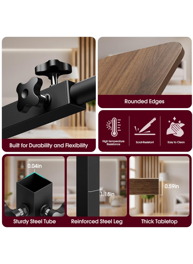 XiuWoo End Table C-Shaped Adjustable Pedestal Side Table Night Stand with 360° Rotating Top, Height Adjustable, Small Couch Living Room or Bedroom Versatile End Table for Sofa or Bedside, Rustic Brown - Image 2