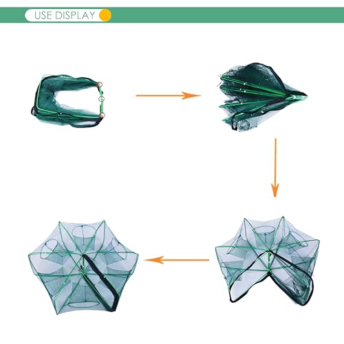 EASY BIG Foldable Bait Trap Fishing Net - Hand Cast Cage for Catching Fish Shrimp Crab Crawfish - Image 3