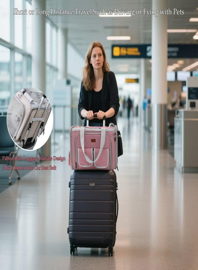 حقائب نقل القطط باتازون، لون وردي فاتح، مناسبة للكلاب الصغيرة، معتمدة من شركات الطيران، حقائب قابلة للتوسيع للحيوانات الأليفة، جوانب ناعمة، مناسبة للكلاب الصغيرة والجراء والقطط والأرانب، حقيبة نقل الحيوانات الصغيرة للسفر والرحلات الخارجية. - Image 5