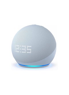 Echo Dot 5 Generation Release Arabic or English with Clock Color Cloud Blue