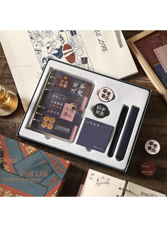 Bluejw 2024 Hand Account Book Suit Gift Box Hand Account Book Walking Stick Book Diary Supplies Stationery Book Loose Leaf Detachable - Image 1