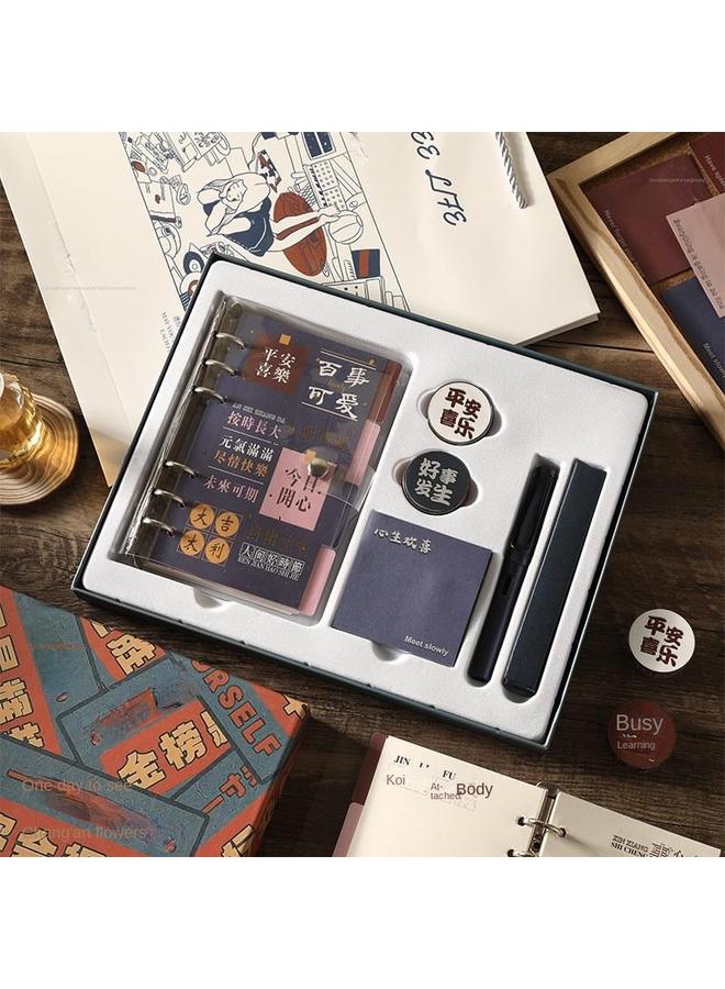 Bluejw 2024 Hand Account Book Suit Gift Box Hand Account Book Walking Stick Book Diary Supplies Stationery Book Loose Leaf Detachable - Image 2