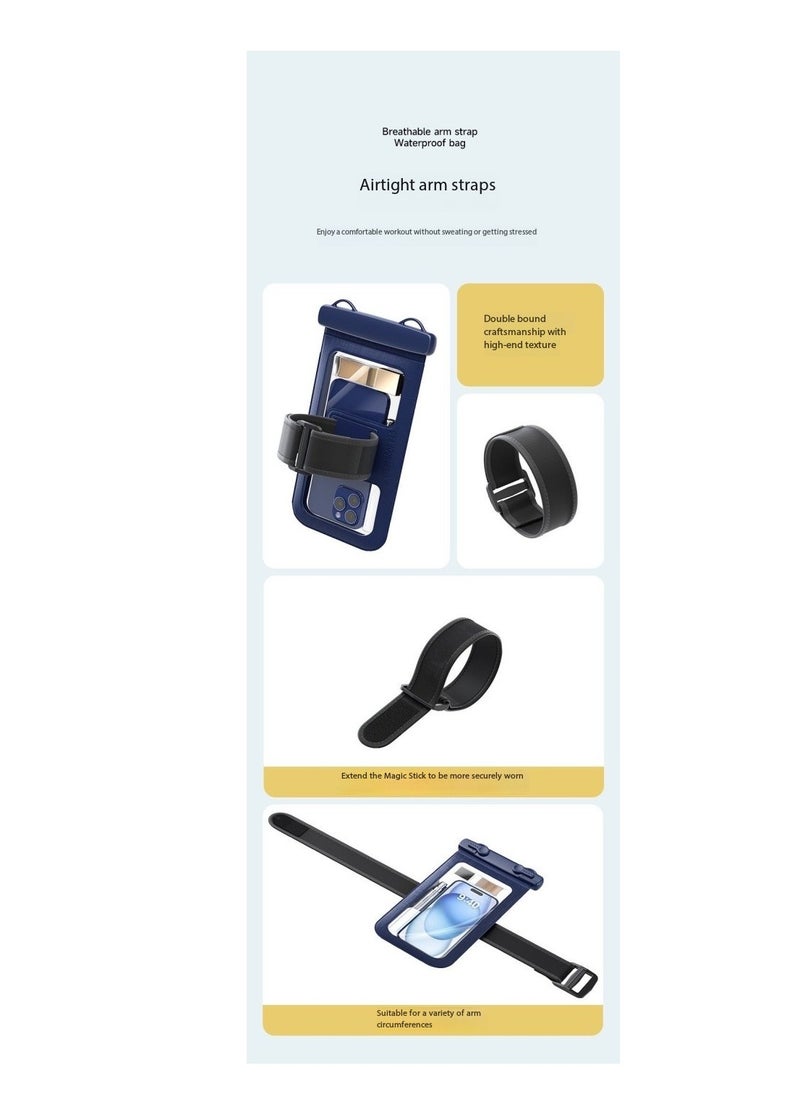 CityRiya-Long 2Pcs Waterproof Phone Pouch Set with Arm Strap & Lanyard Design - Touch-Sensitive Underwater Dry Bag, IPX8 Certified Universal Phone Case with Adjustable Wearable Straps for Phones up to 7.2'' - Ideal for Swimming, Running, Hiking & Water Sports - Leak-Proof, Shockproof & Hands-Free Convenience（D012-2-White）  - Image 3