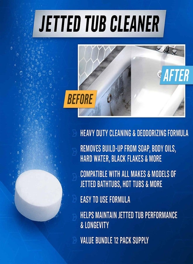 آكتف أقراص تنظيف أحواض الاستحمام المزودة بنظام التدليك المائي - 12 قرص تنظيف فعال، متوافقة مع أنظمة أحواض الجاكوزي والمنتجعات الصحية، والنفاثات، وأحواض التدليك المائي، مزيل احترافي وآمن لأنظمة الصرف الصحي للترسبات والرواسب - تكفي لمدة عام - Image 2