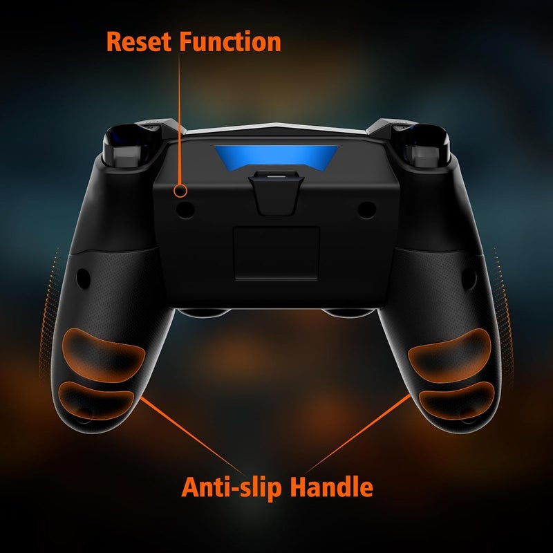 Wireless Controller for PS4,LED Controller for Playstation 4 with 5 Light Modes/USB-C Charging Port/Touchpad/Dual Motors/6-Axis Gyro/3.5mm Audio Jack,Black Bats-Shape Light Design Game Control for PS4 - Image 5