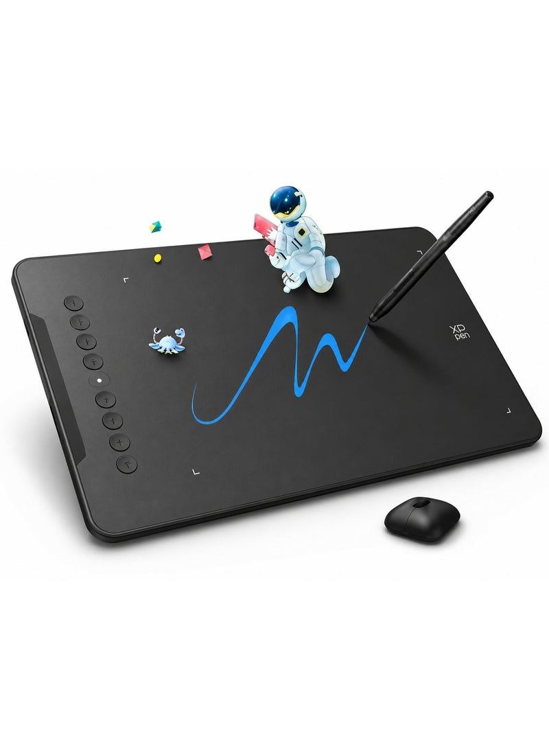XP-PEN Deco 01 V3 تابلت رسومي 10×6 بوصة مع 16384 مستوى ضغط، قلم بدون بطارية و8 مفاتيح اختصار للرسم الرقمي والتعليم والألعاب - Image 1