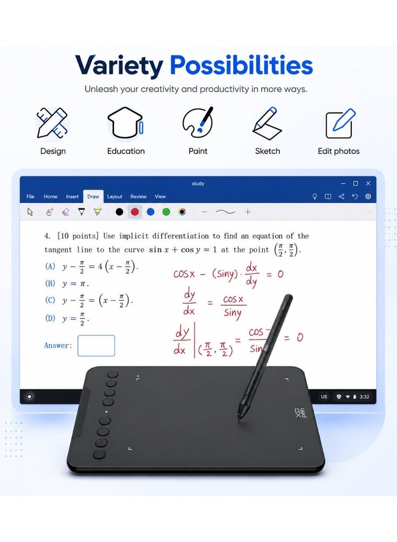XP-PEN Deco 01 V3 Graphics Drawing Tablet, 10x6 Inch, 16384 Pressure Levels Battery-Free Stylus, 8 Shortcut Keys, for Digital Art, Teaching, Gaming, Windows, macOS, Android and ChromeOS - Image 5