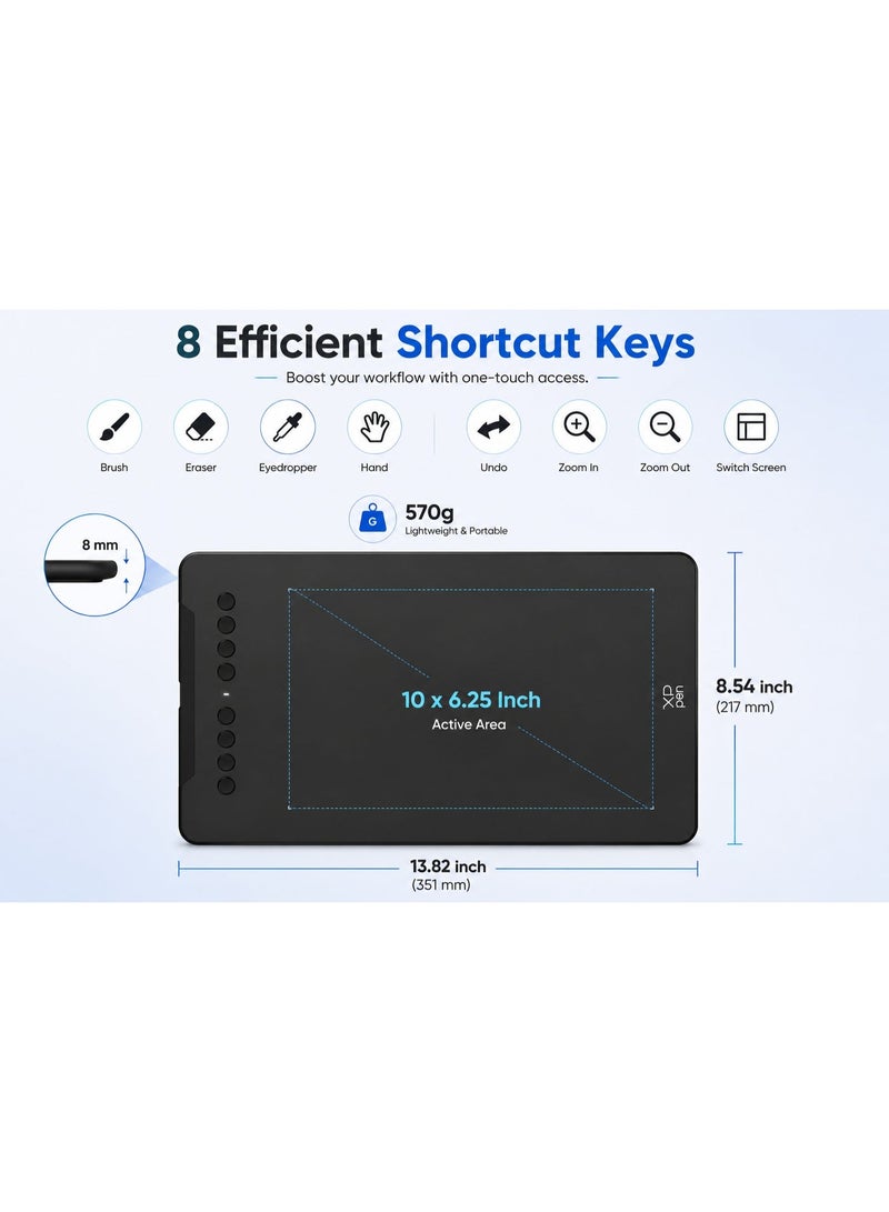 XP-PEN Deco 01 V3 Graphics Drawing Tablet, 10x6 Inch, 16384 Pressure Levels Battery-Free Stylus, 8 Shortcut Keys, for Digital Art, Teaching, Gaming, Windows, macOS, Android and ChromeOS - Image 2