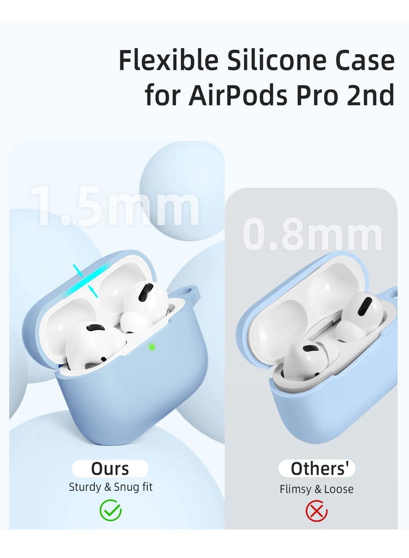 AirPods Pro 2 Case Cover for Women and Men, Soft Silicone Protective Case for Airpods Pro 2nd Generation 2023 2022 and AirPods Pro 1st 2019 with Keychain Front LED Visible Lalic - Image 3