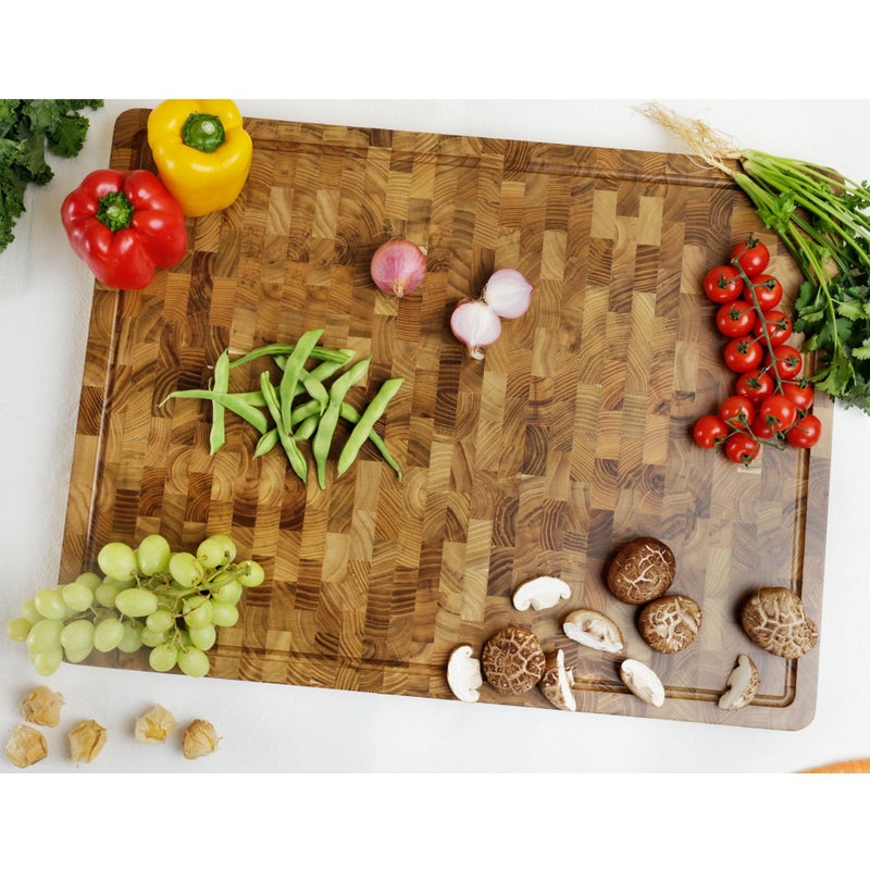 YOUSUNLONG 20x16 Inch Large Cutting Board for Kitchen - 1.5" Thick Sustainable Teakwood Cutting Board With Built-in Juice Groove And Handle - For turkey, meat, vegetable and cheese grill boards - Image 3