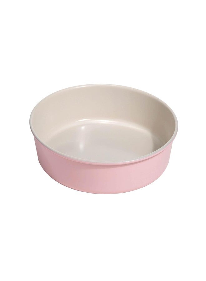 Paris Hilton Nonstick Carbon Steel Bakeware Collection, 9-Inch Round Cake Pan, Dishwasher Safe, Made without PFOA and PFAS, Pink Cream Two-Tone - Image 1