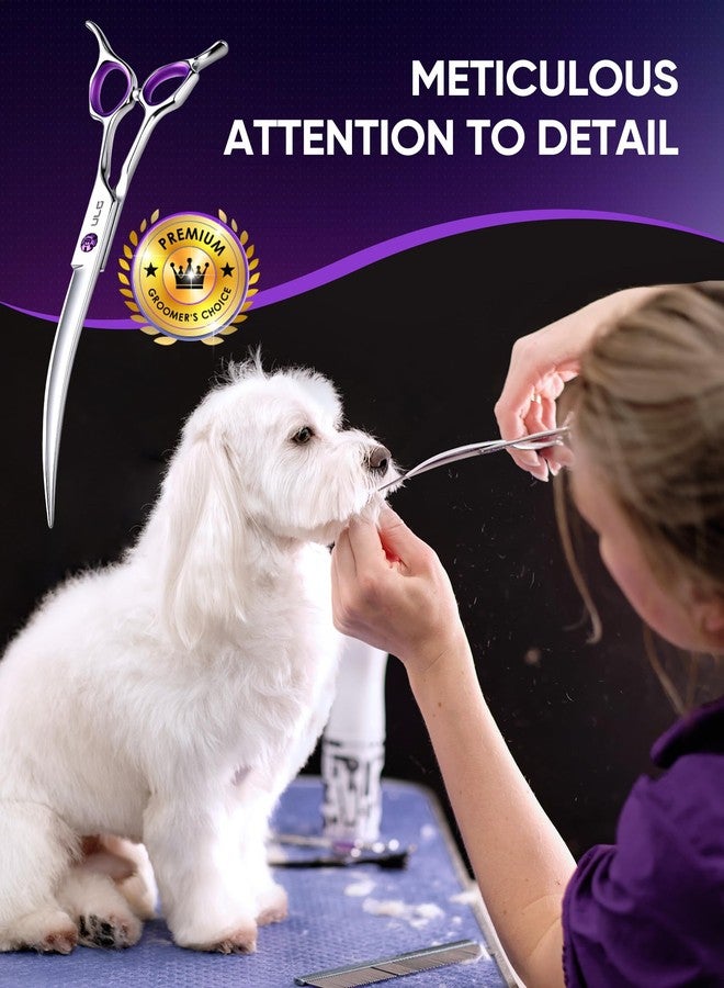 ULG 30° Curved Dog Grooming Scissors 440C Stainless Steel, 7.5" Professional Pet Grooming Shears with Reversible Butterfly Handles, Dog Scissors for Grooming Face, Eyes, Paws & Body - Image 5