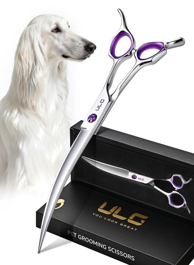 ULG 30° Curved Dog Grooming Scissors 440C Stainless Steel, 7.5" Professional Pet Grooming Shears with Reversible Butterfly Handles, Dog Scissors for Grooming Face, Eyes, Paws & Body - Image 1