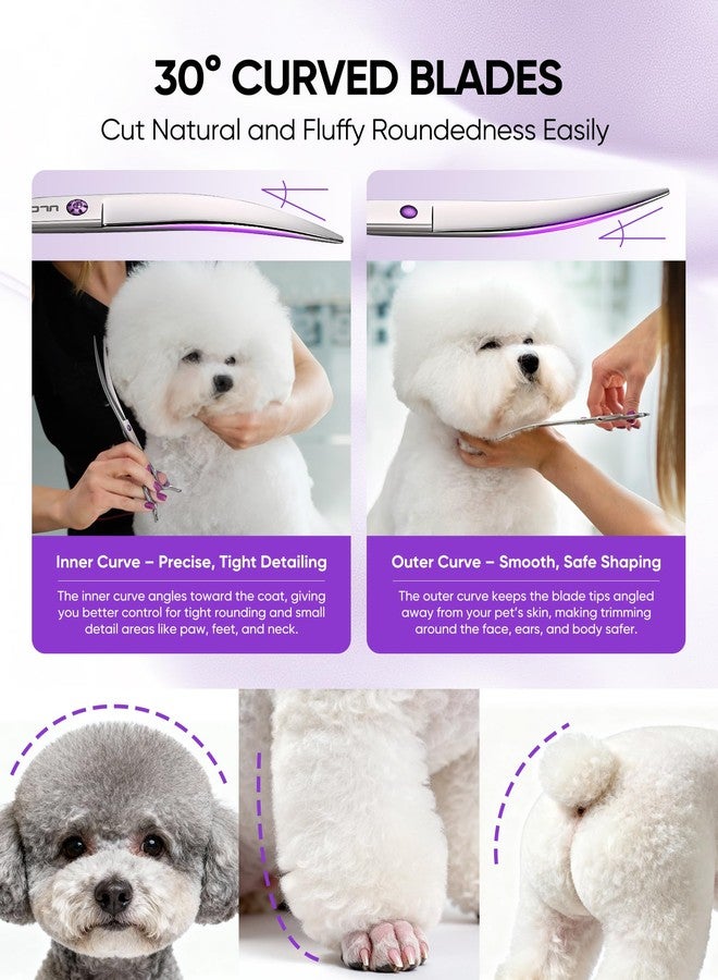 ULG 30° Curved Dog Grooming Scissors 440C Stainless Steel, 7.5" Professional Pet Grooming Shears with Reversible Butterfly Handles, Dog Scissors for Grooming Face, Eyes, Paws & Body - Image 4