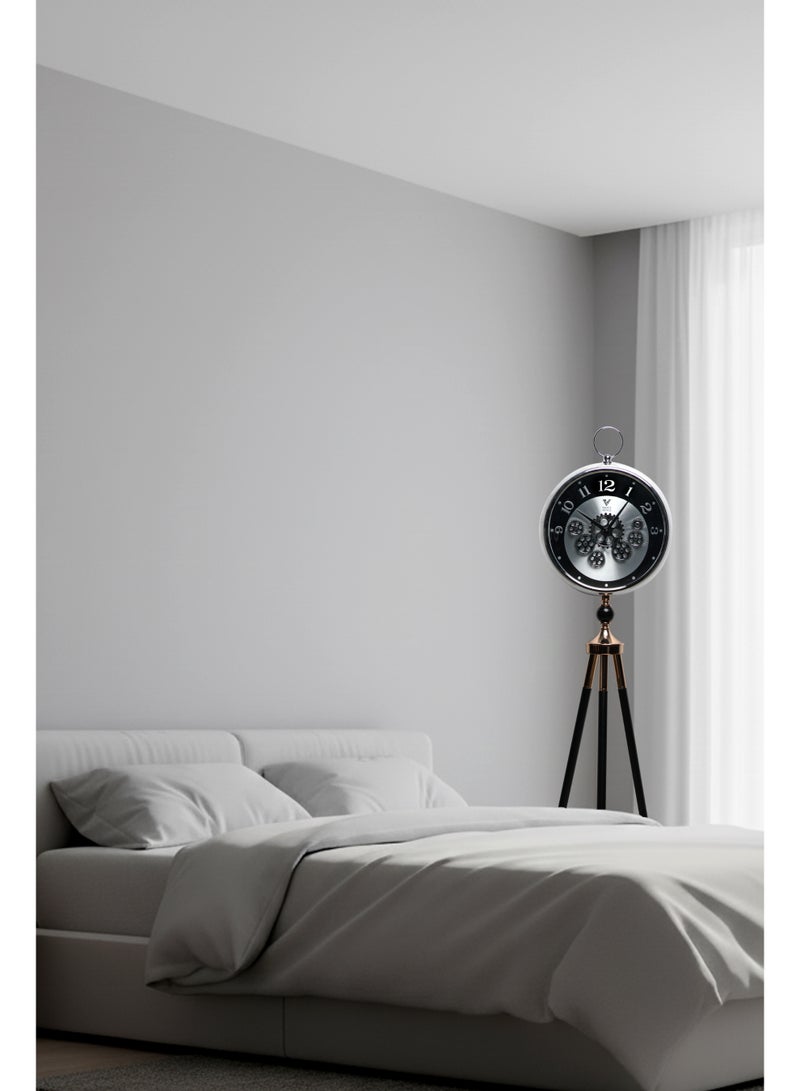 ڤوغ فينيو ساعة أرضية ترايبود فاخرة | حامل خشبي قابل للتعديل | ساعة ديكور على الطراز العتيق لغرفة المعيشة والمكتب وديكور المنزل - Image 4