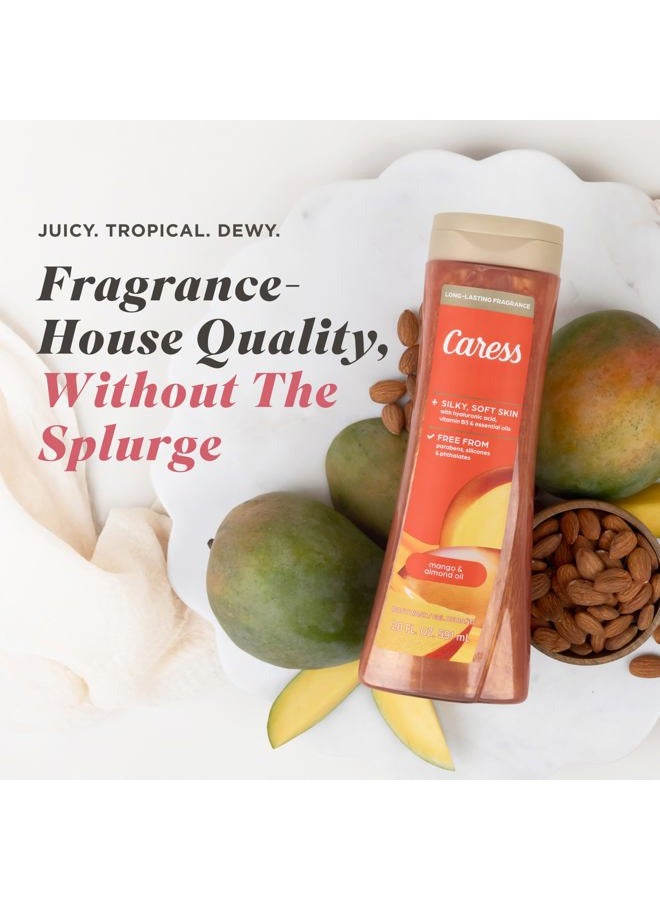 Caress Body Wash for Women, Mango & Almond Oil, Refreshing Shower Gel for Smooth, Rejuvenated Skin, 20 fl oz, 4 Pack - Image 3