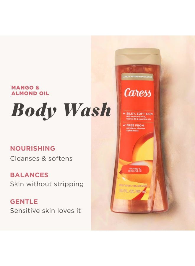 Caress Body Wash for Women, Mango & Almond Oil, Refreshing Shower Gel for Smooth, Rejuvenated Skin, 20 fl oz, 4 Pack - Image 2