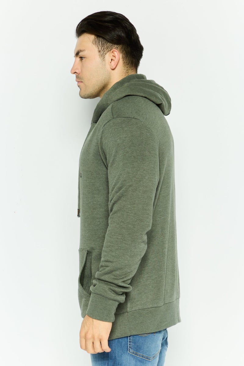 Bench سويت شيرت بقلنسوة للرجال بشعار العلامة التجارية بأكمام طويلة، أخضر صيد - Image 4