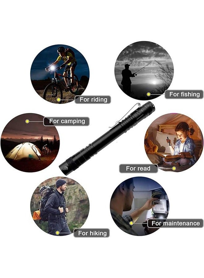 LED Mini Flashlight Ultra Bright Pocket Flashlight Pen Light Flashlight White Light Led Tactical Penlight Inspection Light with Clip for Camping Outdoor Emergency Inspection Work Repair Black - Image 4