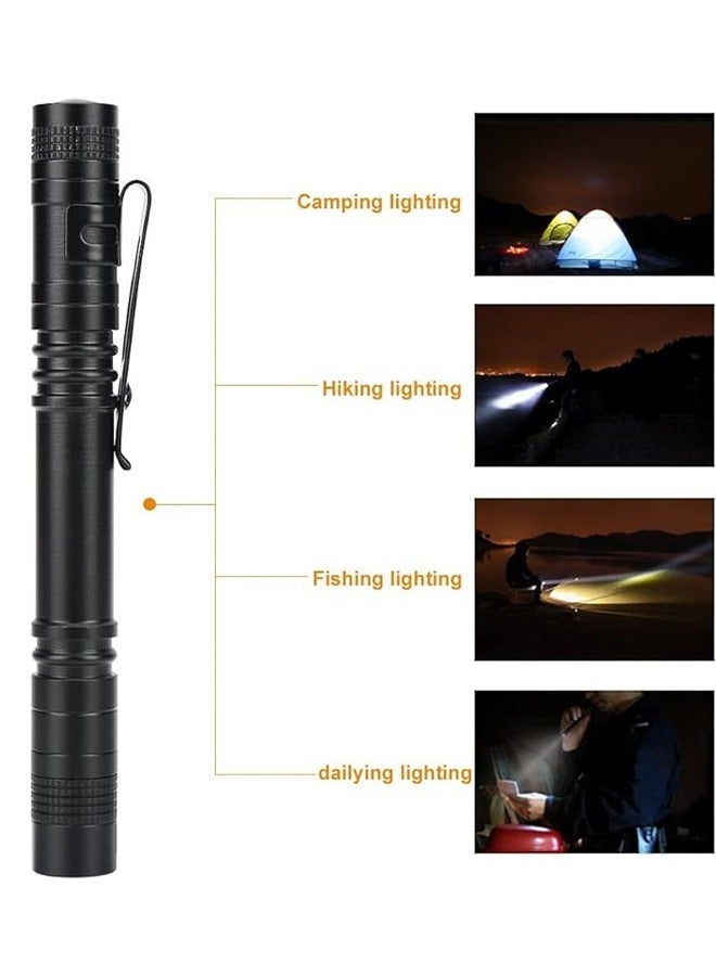 LED Mini Flashlight Ultra Bright Pocket Flashlight Pen Light Flashlight White Light Led Tactical Penlight Inspection Light with Clip for Camping Outdoor Emergency Inspection Work Repair Black - Image 3