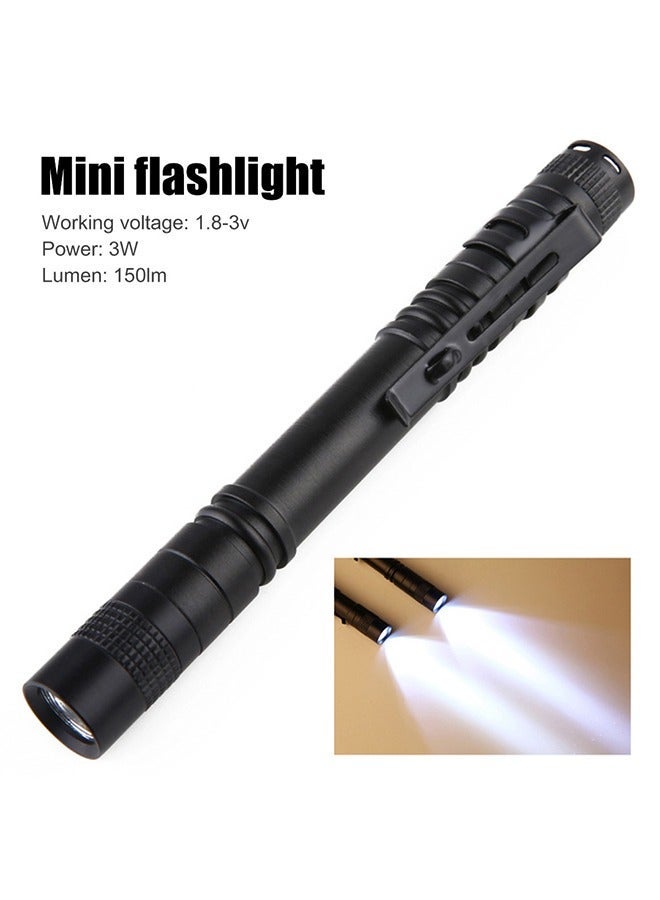LED Mini Flashlight Ultra Bright Pocket Flashlight Pen Light Flashlight White Light Led Tactical Penlight Inspection Light with Clip for Camping Outdoor Emergency Inspection Work Repair Black - Image 5