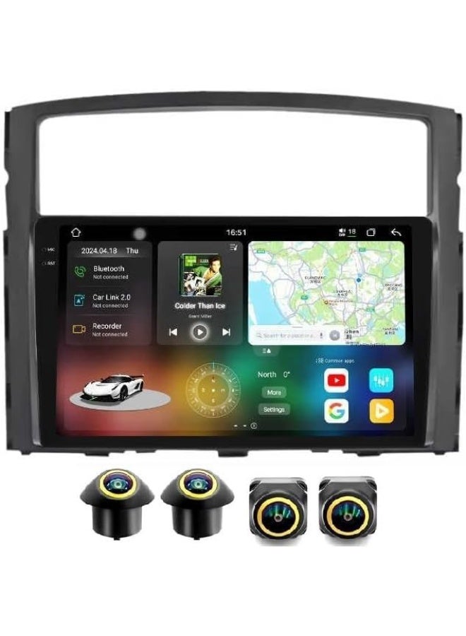 SHEZA STAR Android Car Stereo for Mitsubishi Pajero V80 V90 2006-2018 4GB RAM 64GB ROM Support Carplay, M-Link Wi-Fi BT, Radio GPS, 9 Inch IPS.QLED, Screen with 360D Camera Included - Image 1