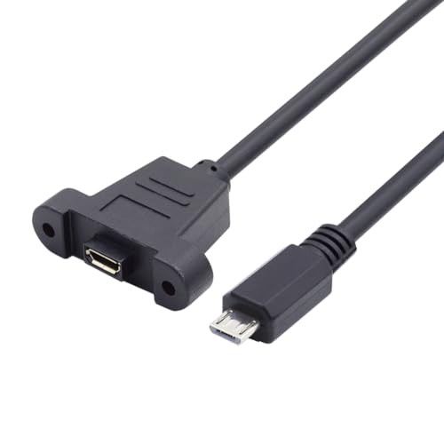 cablecc Micro USB 5Pin Male to Female Extension Panel Mount Type Cable with Screws 50cm - Image 1