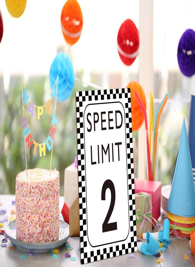 Muruseni Race Car Birthday Decor, Speed Limit 2 Sign, Fast One, Race Car Birthday Party Decorations, 8×11 Wooden Play Sign with Stand, Let's Go Racing Party Supplies for Boy Race Fans - SL2 - Image 5