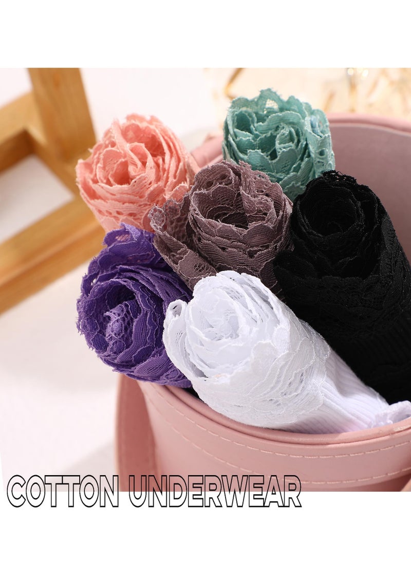 SYOSI Womens Cotton Underwear Lace Hipster Panties Soft Breathable Cotton Ladies Hipster Panties Pack Soft Sweet Low Waist Cotton Briefs for Women 6 Pack L - Image 3