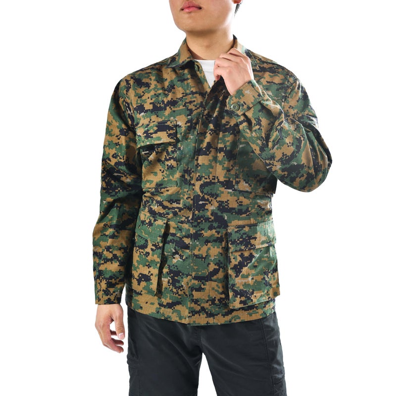 BACKBONE Mens Army Military Battle Dress Uniform BDU Shirt Camo Top Jacket (Woodland Digital - RipStop,Size 2XL), XX-Large - Image 2