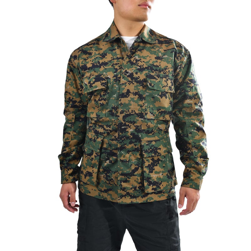 BACKBONE Mens Army Military Battle Dress Uniform BDU Shirt Camo Top Jacket (Woodland Digital - RipStop,Size 2XL), XX-Large - Image 1