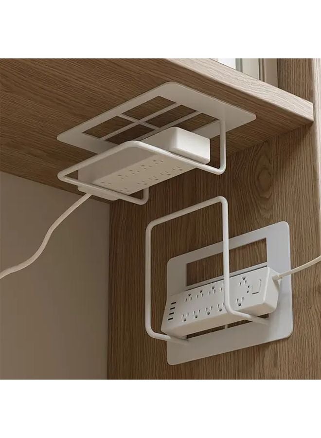 White Metal Wall Mounted Shelf No Drill Installation Modern Storage Rack - Image 2